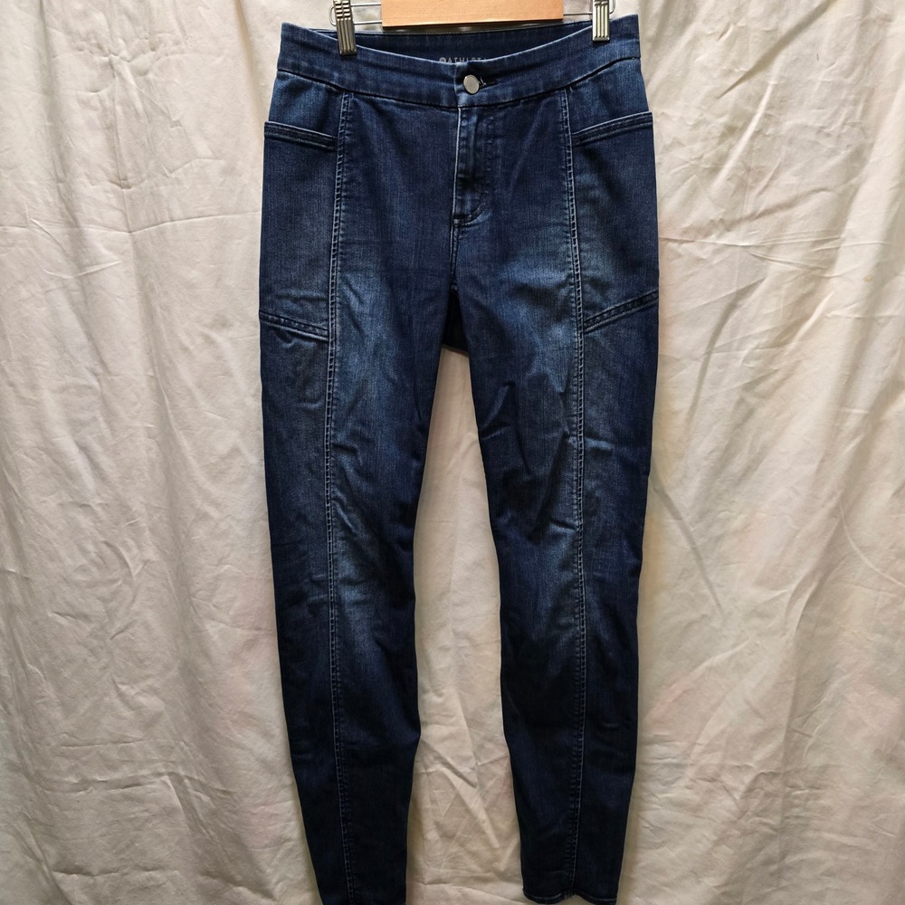 Athleta Sculptek Skinny Leg Denim Jeans Dark Wash Comfort Stretch Pockets Size 2